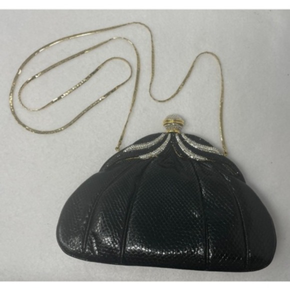 Vintage‎ Finesse La Model Python Snakeskin Jeweled Convertible Clutch Purse RARE - Picture 4 of 16